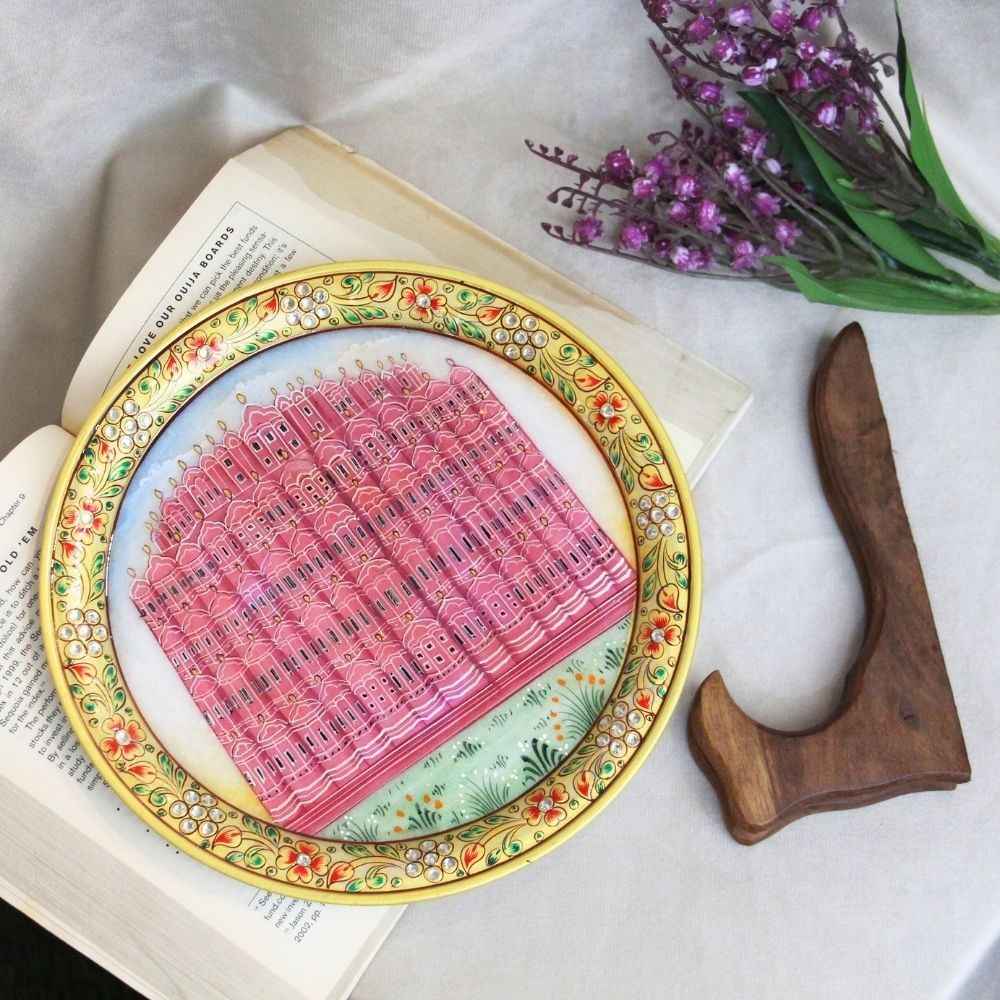 Marble Hawa Mahal Plate – Handcrafted 9 Inch Decorative Showpiece